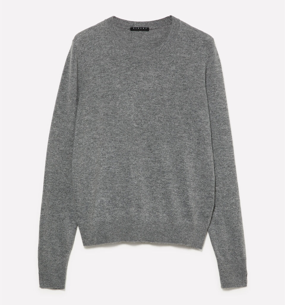 Pull ras du cou gris foncé chiné - pulls col rond pour femme - Gris | Sisley image number 1